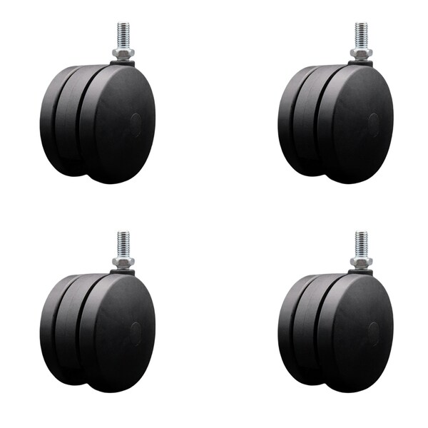 4'' Extra Large Heavy Duty Twin Wheel Caster 1/2 Threaded Stem , 4PK